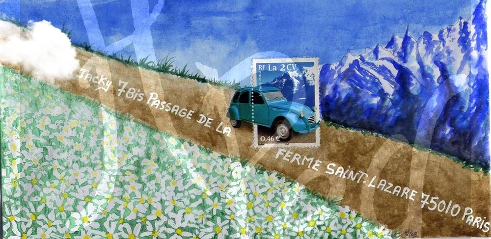 Art Postal 2CV bleue