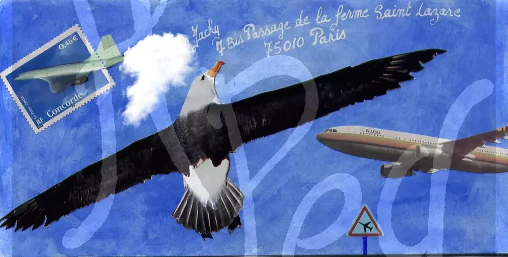 Art Postal Aigle cèdant la priorité à droite aux avions